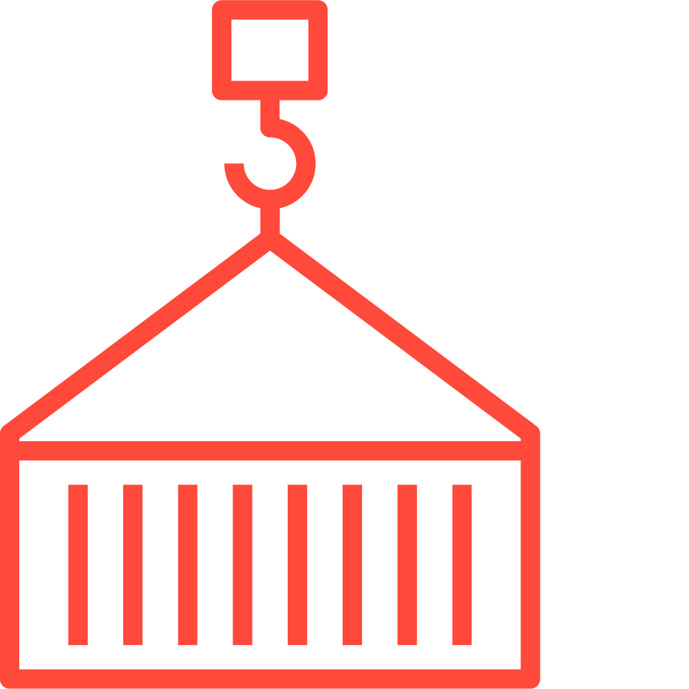 Cobra Float Services A red line icon depicts a shipping container being hoisted by a crane hook, reflecting the precision and reliability associated with Cobra Float Services. Float Services GTA & Toronto